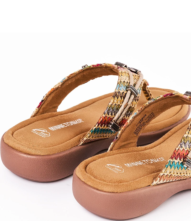 Minnetonka Silverthorne 360 Multi Print Raffia Thong Sandals