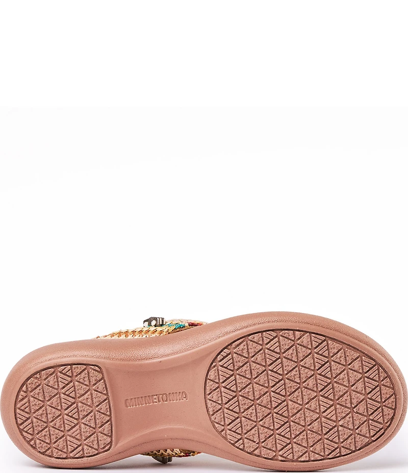 Minnetonka Silverthorne 360 Multi Print Raffia Thong Sandals