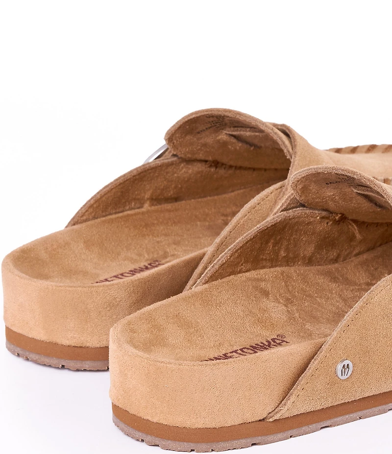 Minnetonka Suede Buckle Clogs