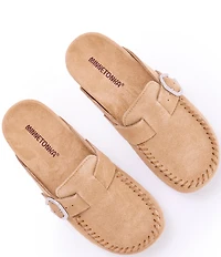 Minnetonka Suede Buckle Clogs