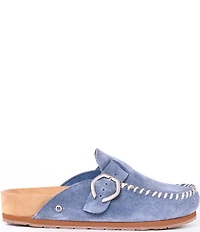 Minnetonka Suede Buckle Clogs