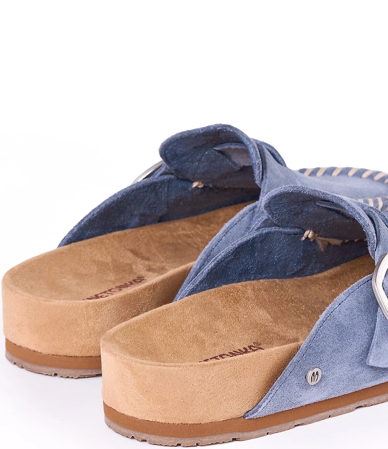 Minnetonka Suede Buckle Clogs