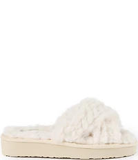 Minnetonka Teddy Crossband Faux Fur Slippers