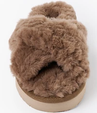 Minnetonka Teddy Crossband Faux Fur Slippers