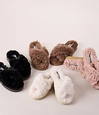 Minnetonka Teddy Crossband Faux Fur Slippers