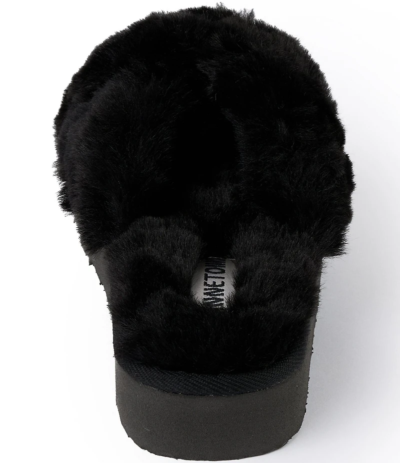 Minnetonka Teddy Crossband Faux Fur Slippers