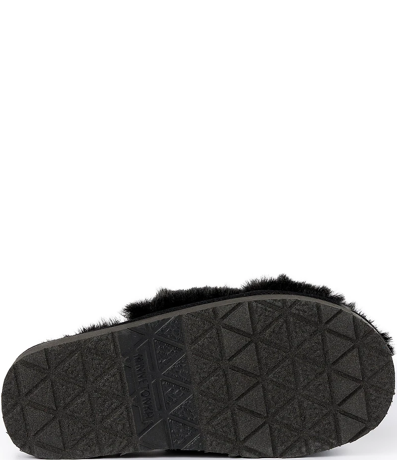 Minnetonka Teddy Crossband Faux Fur Slippers