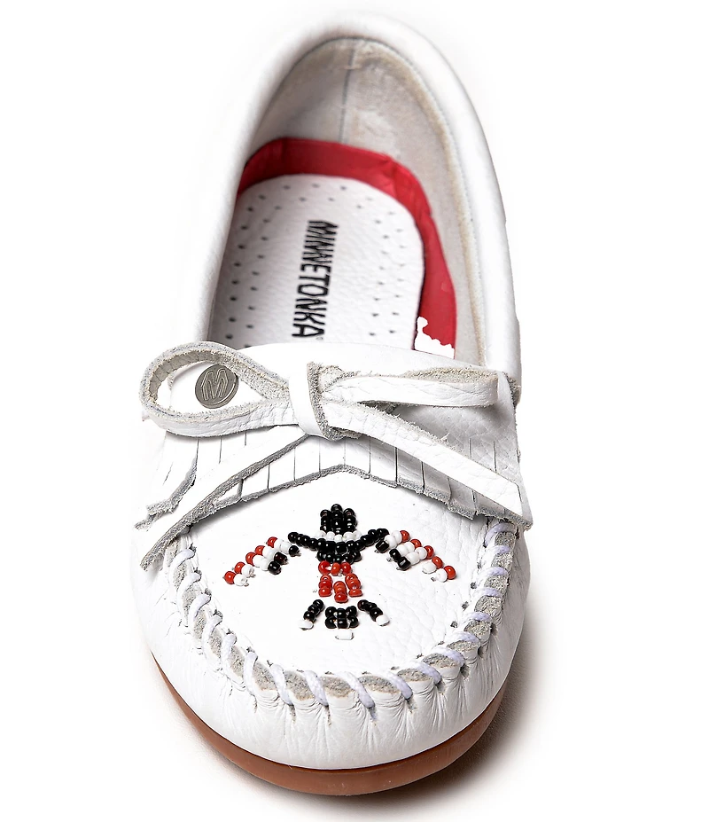 Minnetonka Thunderbird Animikii Bow Detail Leather Moccasins