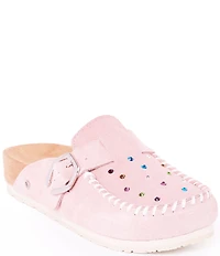 Minnetonka Women's 80th Anniversary Special Edition Suede Rhinestone Embellished Clogs
