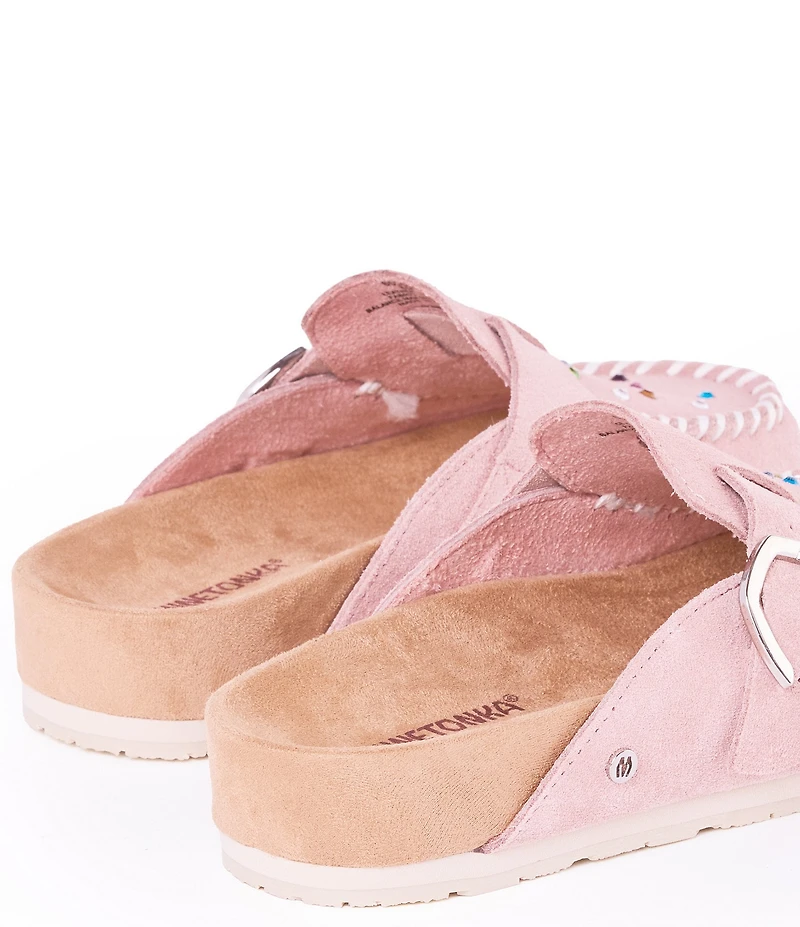 Minnetonka Women's 80th Anniversary Special Edition Suede Rhinestone Embellished Clogs
