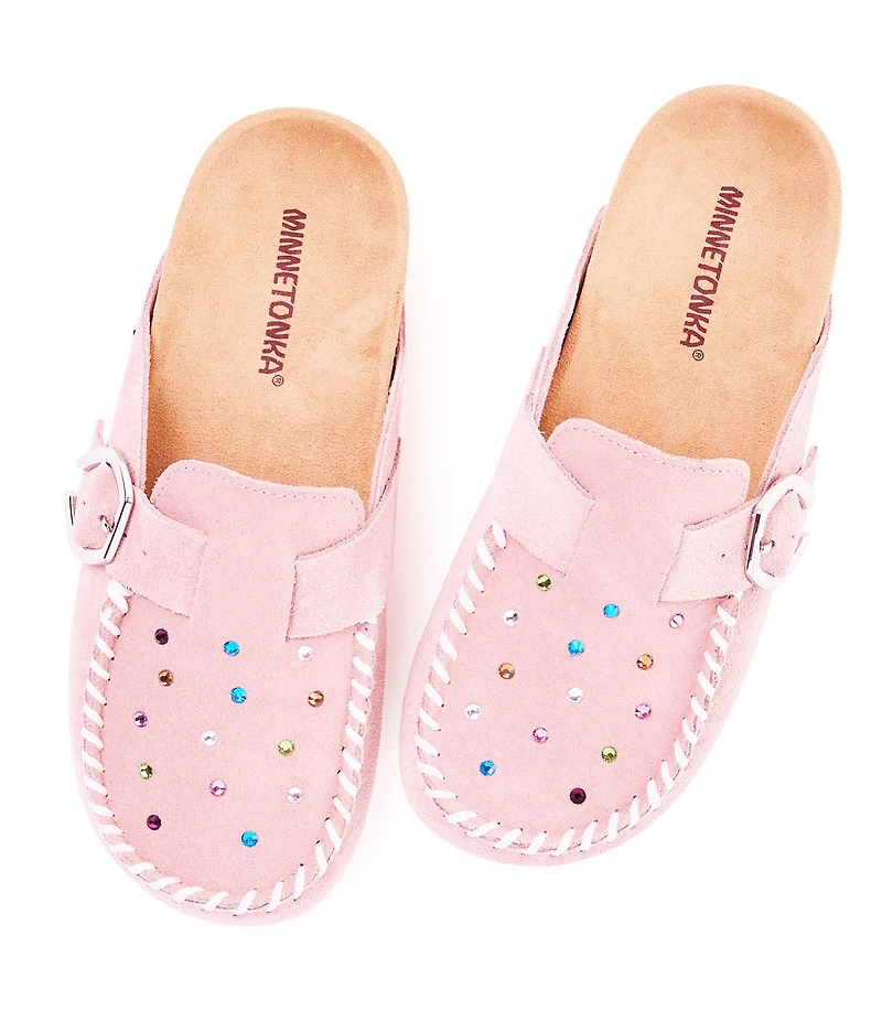 Minnetonka Women's 80th Anniversary Special Edition Suede Rhinestone Embellished Clogs