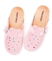 Minnetonka Women's 80th Anniversary Special Edition Suede Rhinestone Embellished Clogs