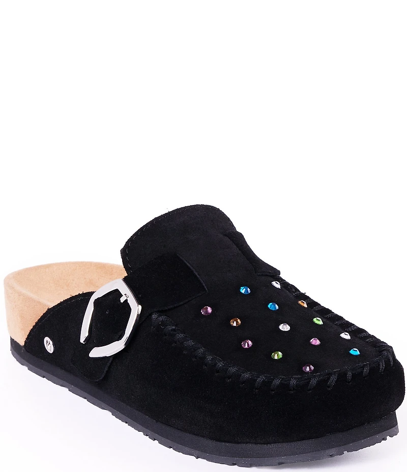 Minnetonka Women's 80th Anniversary Special Edition Suede Rhinestone Embellished Clogs