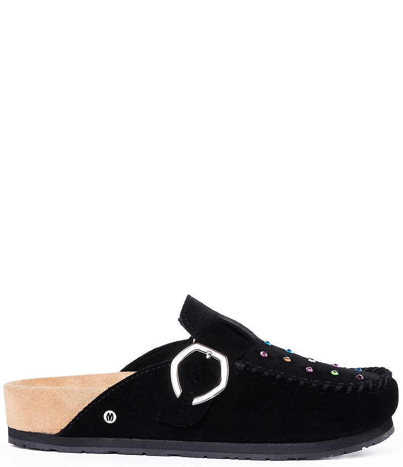 Minnetonka Women's 80th Anniversary Special Edition Suede Rhinestone Embellished Clogs