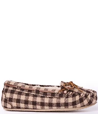 Minnetonka Women's Cally Gingham Plaid Faux Fur Lined Moccasin Slippers