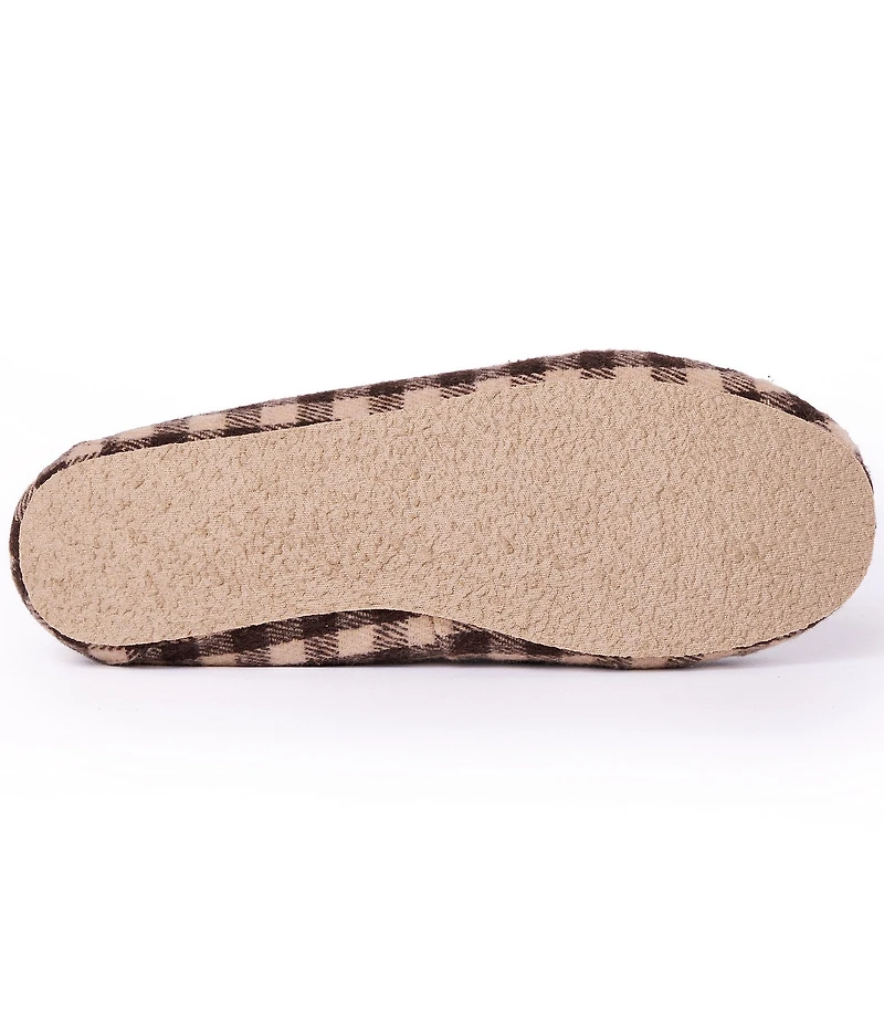 Minnetonka Women's Cally Gingham Plaid Faux Fur Lined Moccasin Slippers