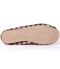 Minnetonka Women's Cally Gingham Plaid Faux Fur Lined Moccasin Slippers