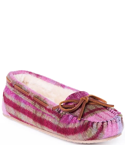 Minnetonka Women's Cally Plaid Faux Fur Lined Moccasin Slippers