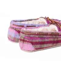 Minnetonka Women's Cally Plaid Faux Fur Lined Moccasin Slippers