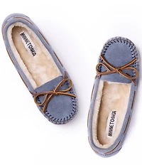 Minnetonka Women's Cally Suede Faux Fur Lined Moccasin Slippers