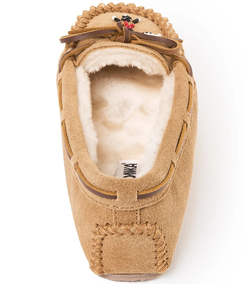 Minnetonka Women's Cally Thunderbird Animikii Suede Moccasin Slippers