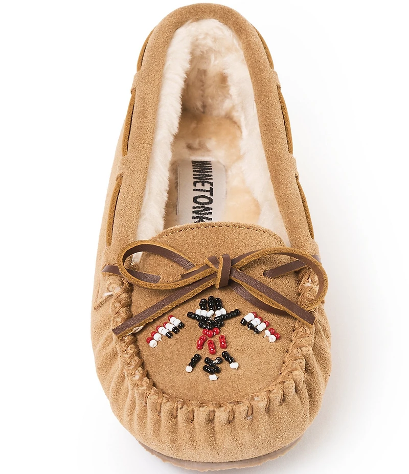 Minnetonka Women's Cally Thunderbird Animikii Suede Moccasin Slippers
