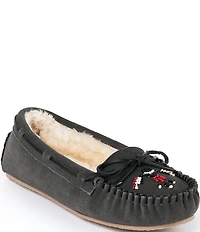 Minnetonka Women's Cally Thunderbird Animikii Suede Moccasin Slippers