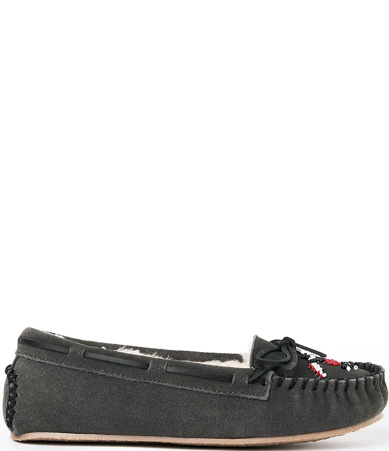 Minnetonka Women's Cally Thunderbird Animikii Suede Moccasin Slippers
