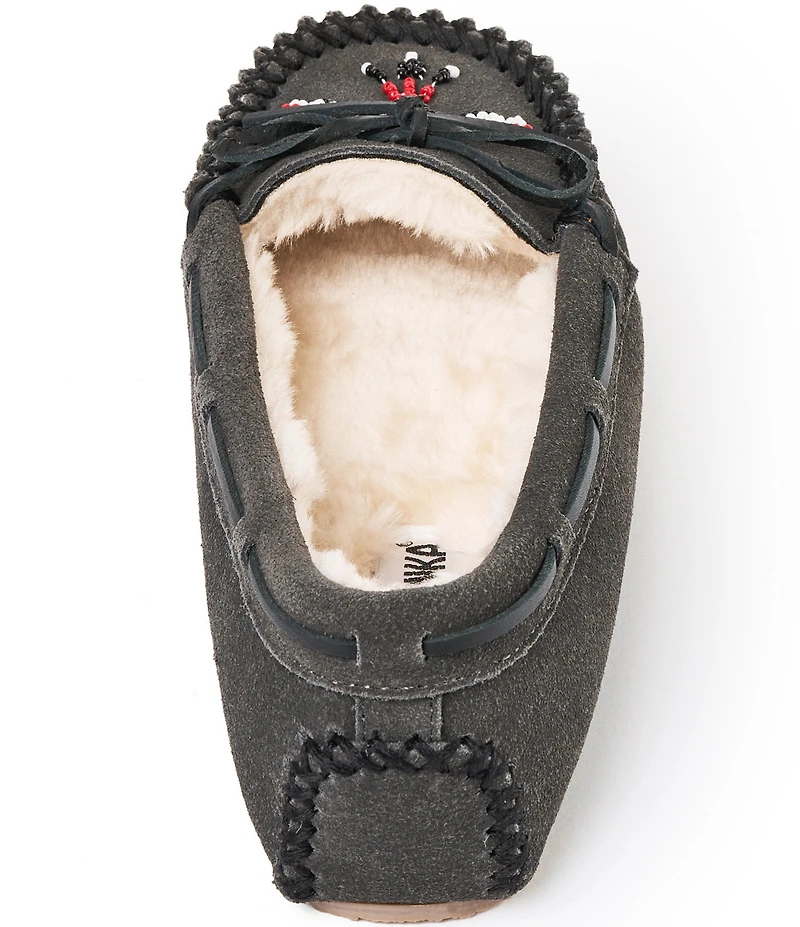 Minnetonka Women's Cally Thunderbird Animikii Suede Moccasin Slippers