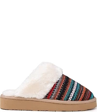 Minnetonka Cerise Striped Pile Lined Slippers