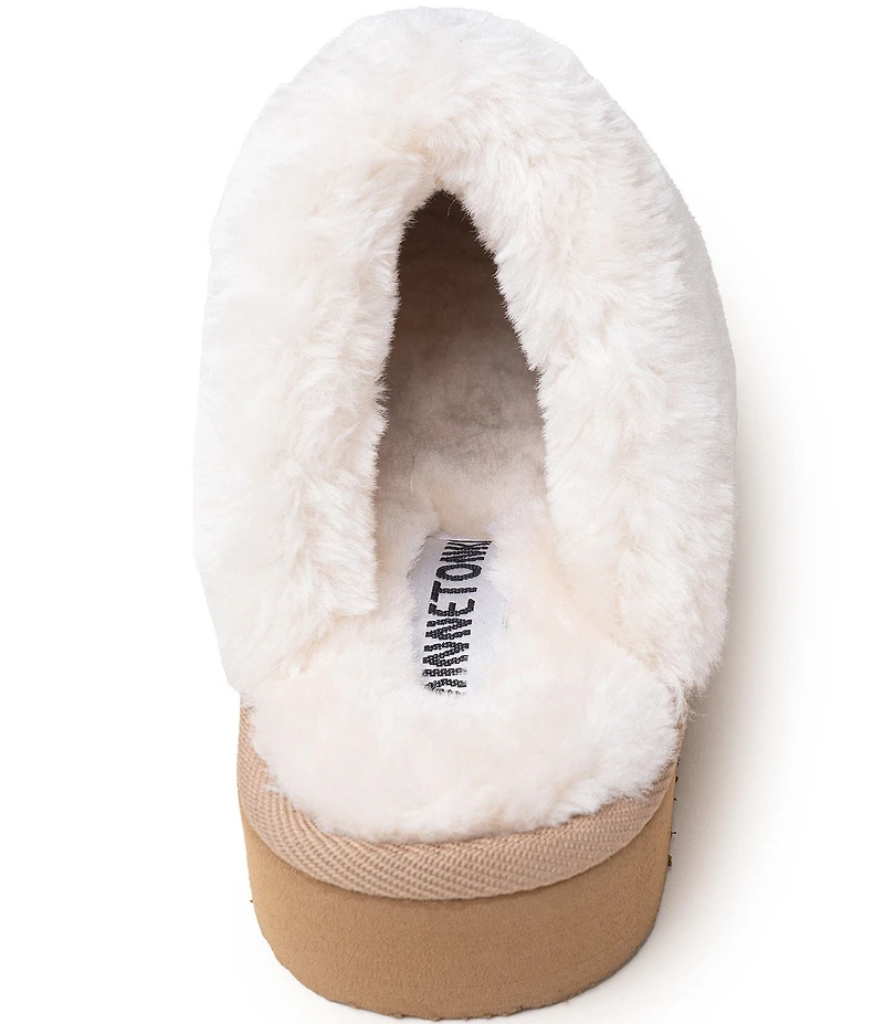 Minnetonka Cerise Striped Pile Lined Slippers