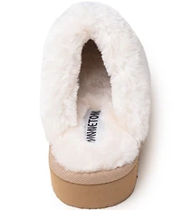 Minnetonka Cerise Striped Pile Lined Slippers