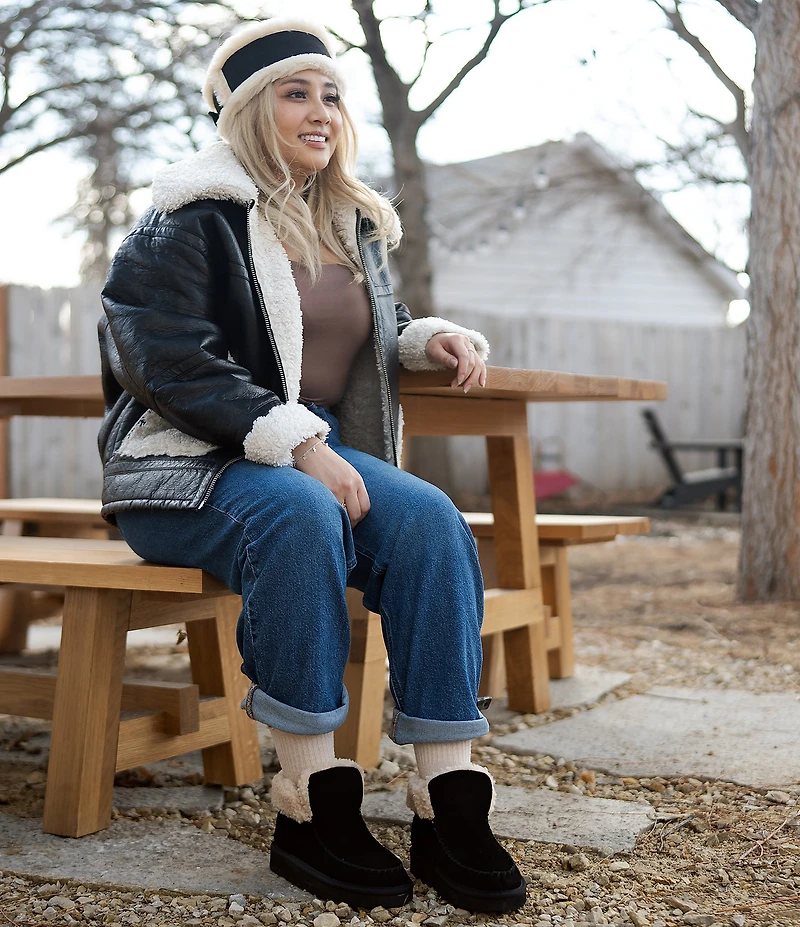 Minnetonka Women's Chandra Suede Berber Lined Platform Booties