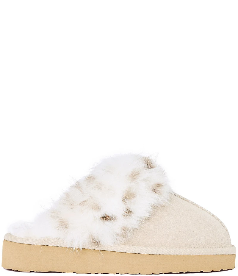 Minnetonka Women's Chesney Hi Leopard Faux Fur Trim Slippers