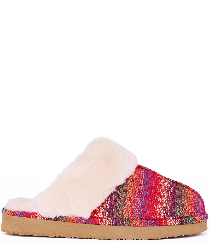 Minnetonka Women's Chesney Horizon Print Faux Fur Lined Mule Slippers