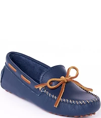Minnetonka Women's Classic Driver Leather Bow Detail Moccasin Loafers