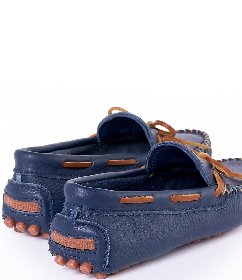 Minnetonka Women's Classic Driver Leather Bow Detail Moccasin Loafers