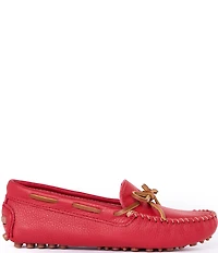 Minnetonka Women's Classic Driver Leather Bow Detail Moccasin Loafers
