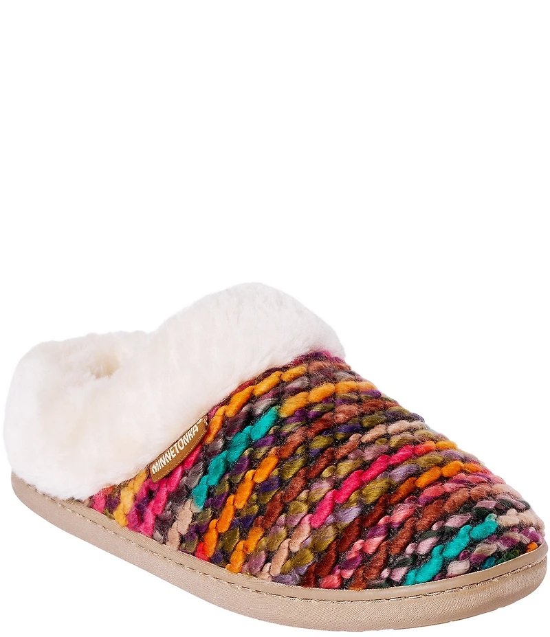 Minnetonka Women's Dina Knit Faux Fur Lined Clog Slippers