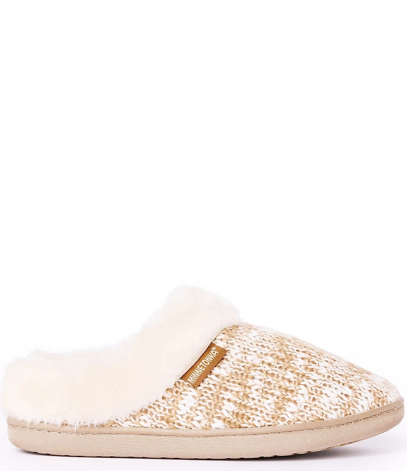 Minnetonka Women's Dina Mix Knit Faux Fur Lined Clog Slippers