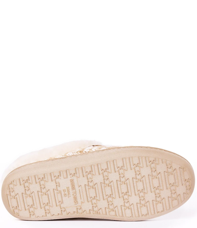 Minnetonka Women's Dina Mix Knit Faux Fur Lined Clog Slippers