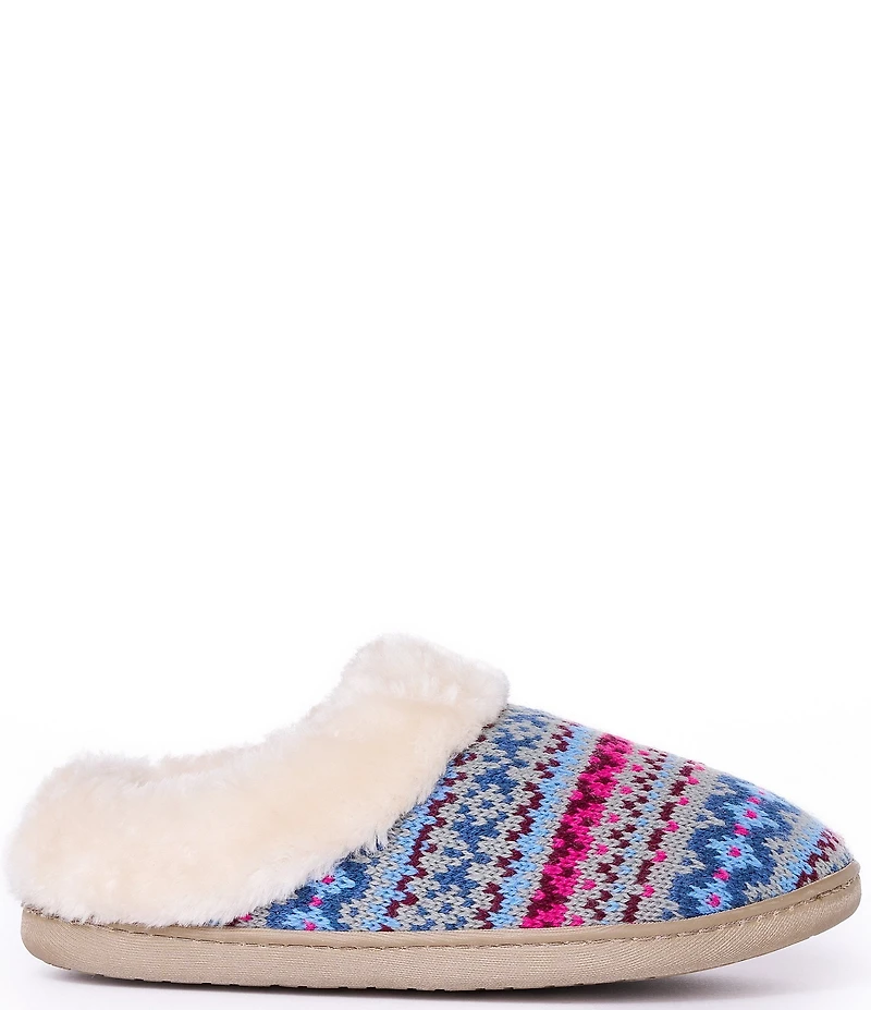 Minnetonka Women's Dina Knit Pattern Faux Fur Lined Clog Slippers