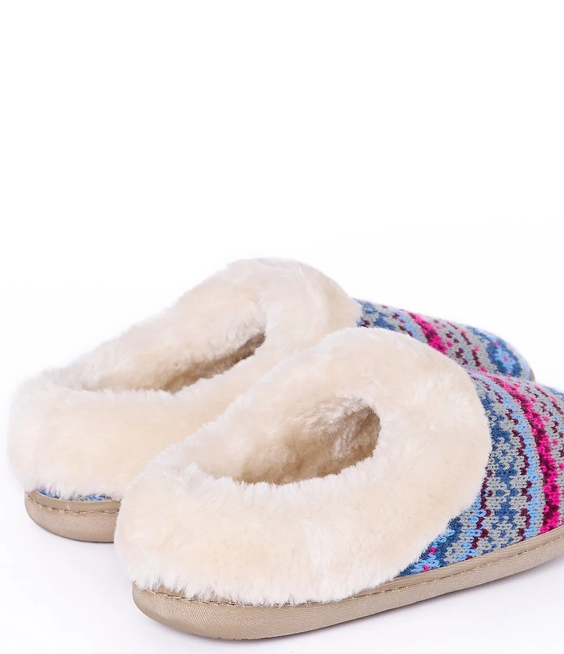 Minnetonka Women's Dina Knit Pattern Faux Fur Lined Clog Slippers