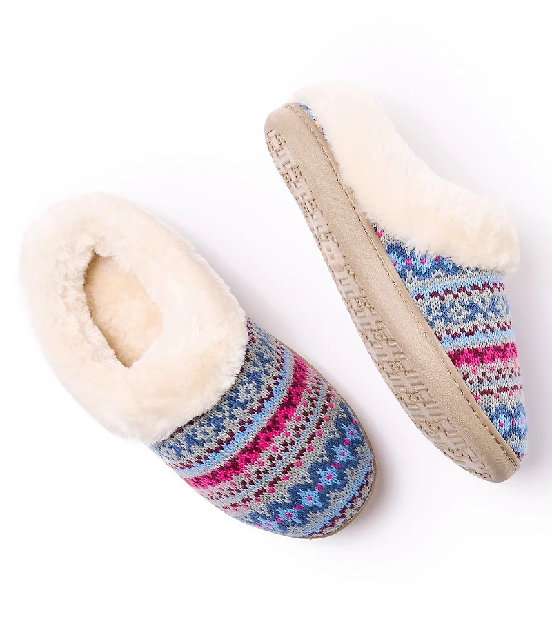 Minnetonka Women's Dina Knit Pattern Faux Fur Lined Clog Slippers