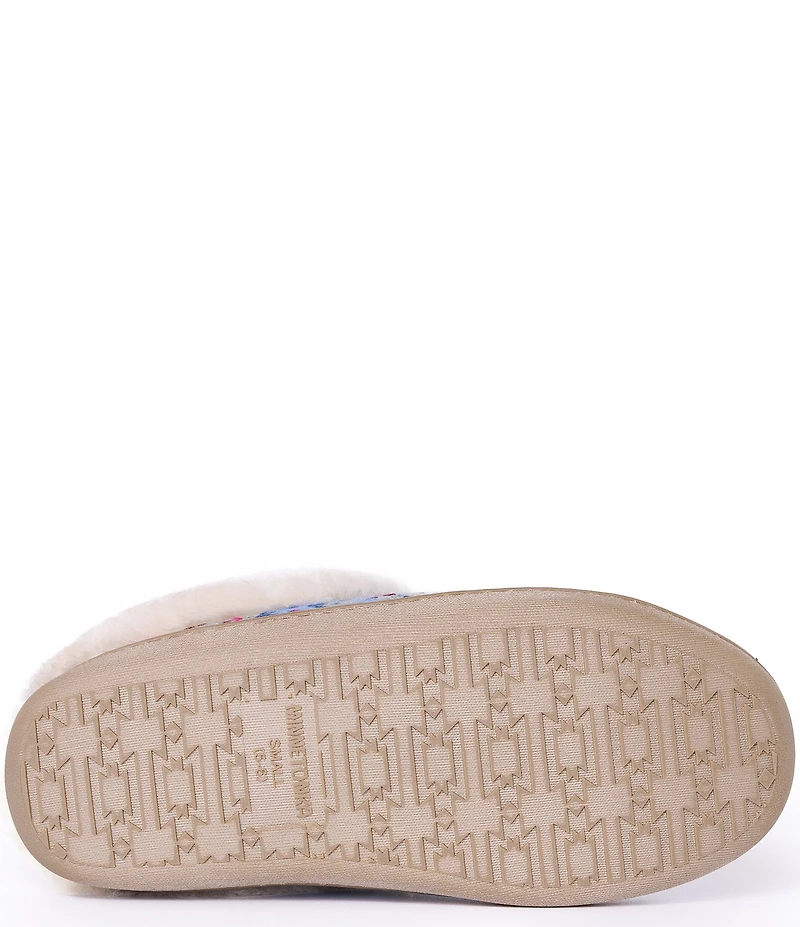 Minnetonka Women's Dina Knit Pattern Faux Fur Lined Clog Slippers