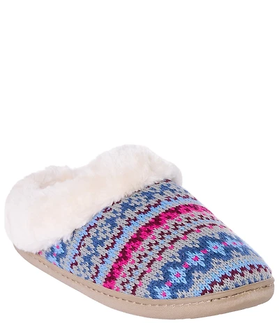 Minnetonka Women's Dina Knit Pattern Faux Fur Lined Clog Slippers