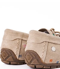 Minnetonka Women's Embroidered M Suede Moccasins