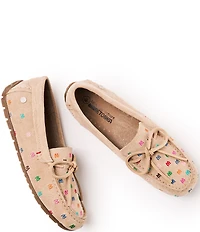 Minnetonka Women's Embroidered M Suede Moccasins
