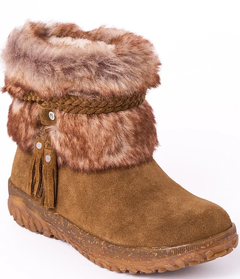 Minnetonka Women's Everett 2 Water Resistant Suede Faux Fur Booties