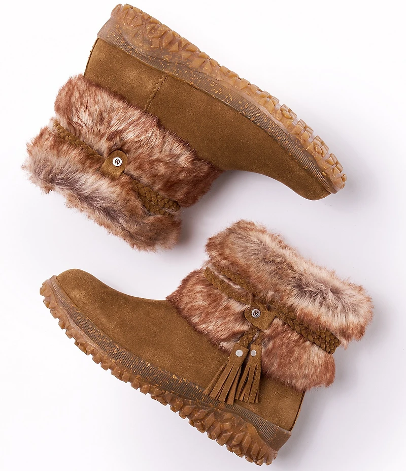 Minnetonka Women's Everett 2 Water Resistant Suede Faux Fur Booties